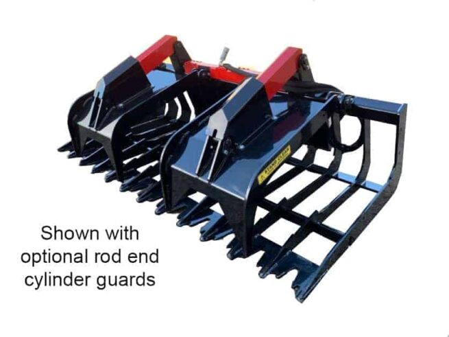 brush grapple with rod end cylinder guards